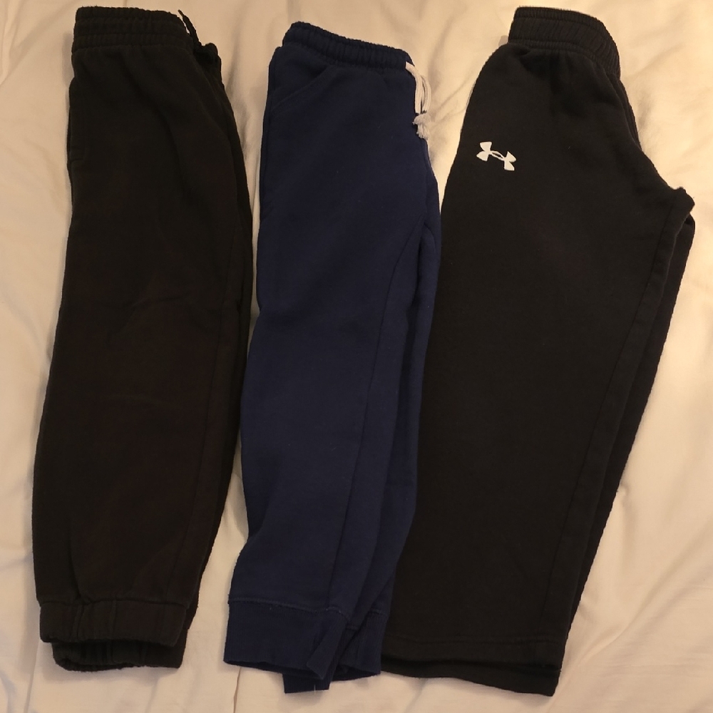 Under Armour Kids Sweatpants - Black, Blue, and Black with Logo